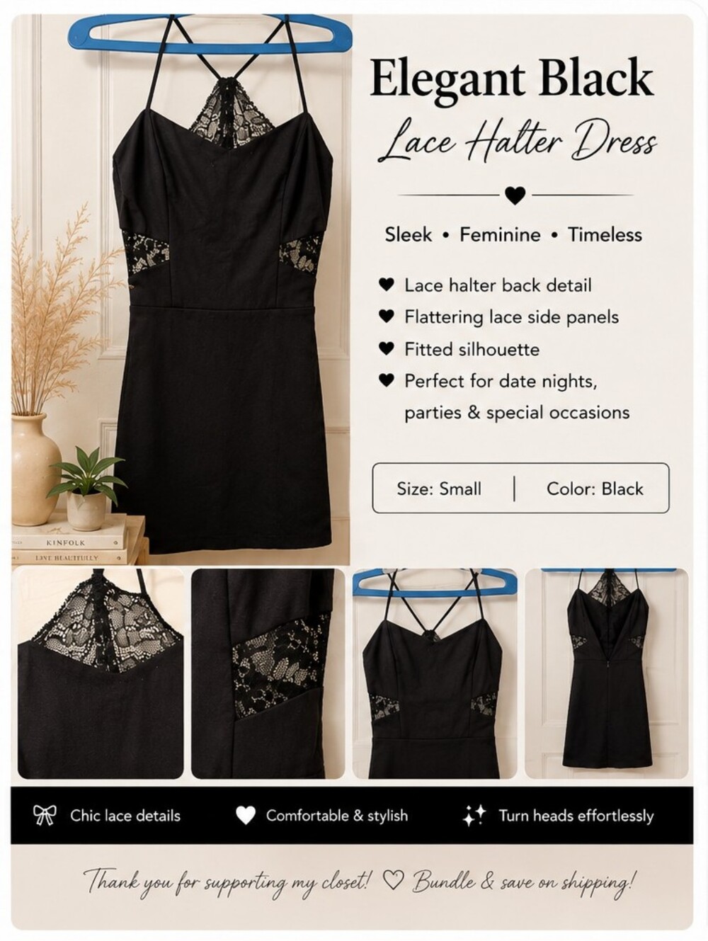Express Black Backless Lace Dress